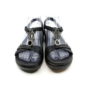 Alegria‎ ROZ-101 Black Jeweled Sandals Size 36 EU / US 6 Slip-On Comfort Wedge